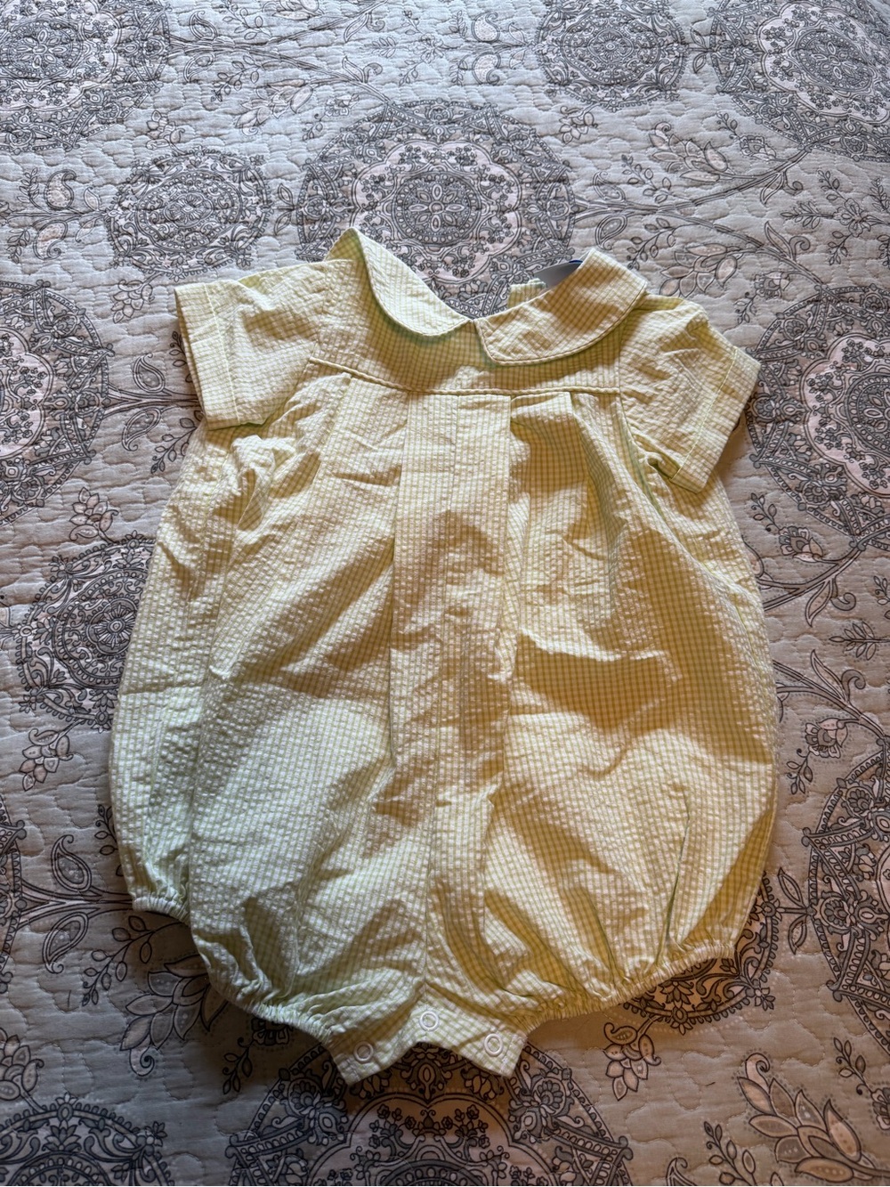Bailey Boys Toddler Green Gingham Button-Down one piece bubble 12 MO